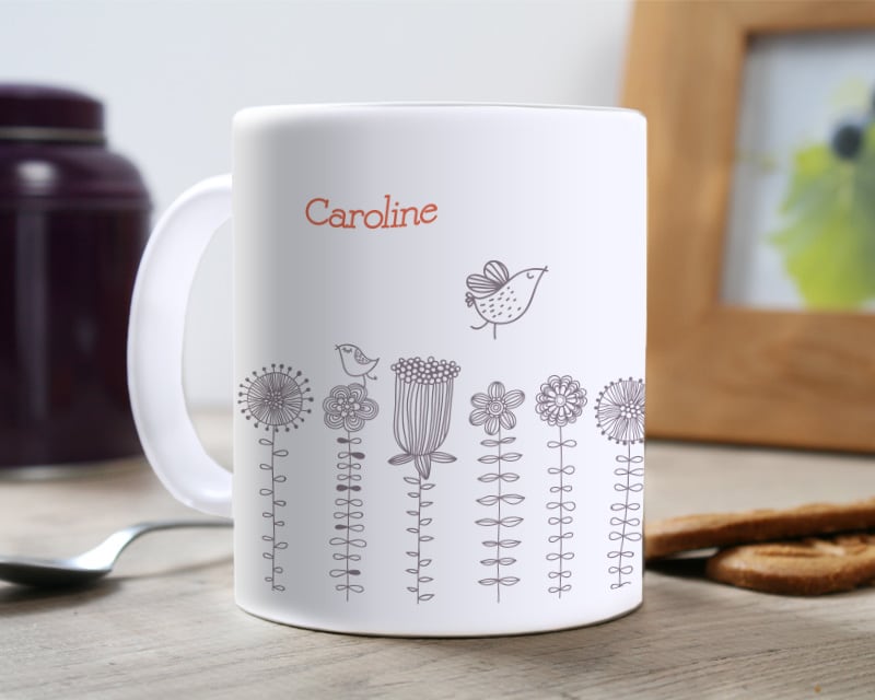 Mug personnalisé - Fleurs Prénom