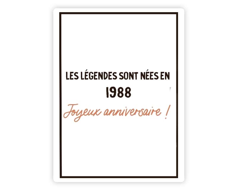 Bouteille de champagne message générique année 1988