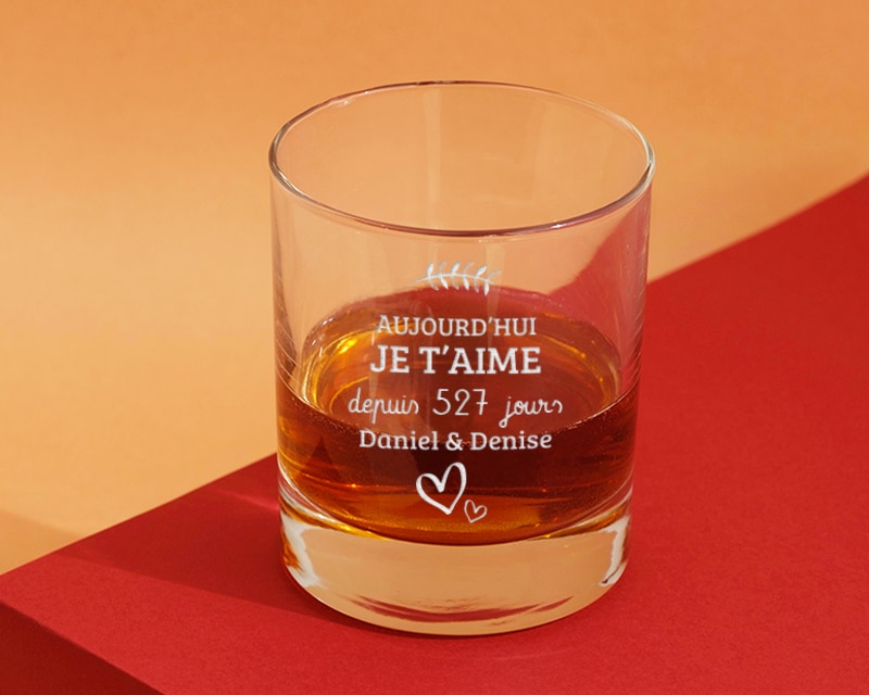 Verre à whisky personnalisé couple - Aujourd'hui je t'aime depuis