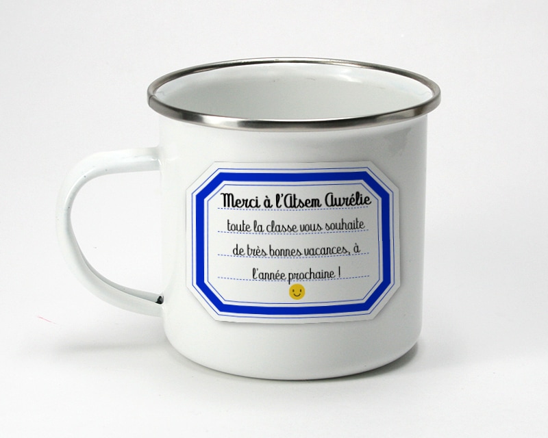 Mug émaillé personnalisé remerciements - Maîtresse, Maître et ATSEM