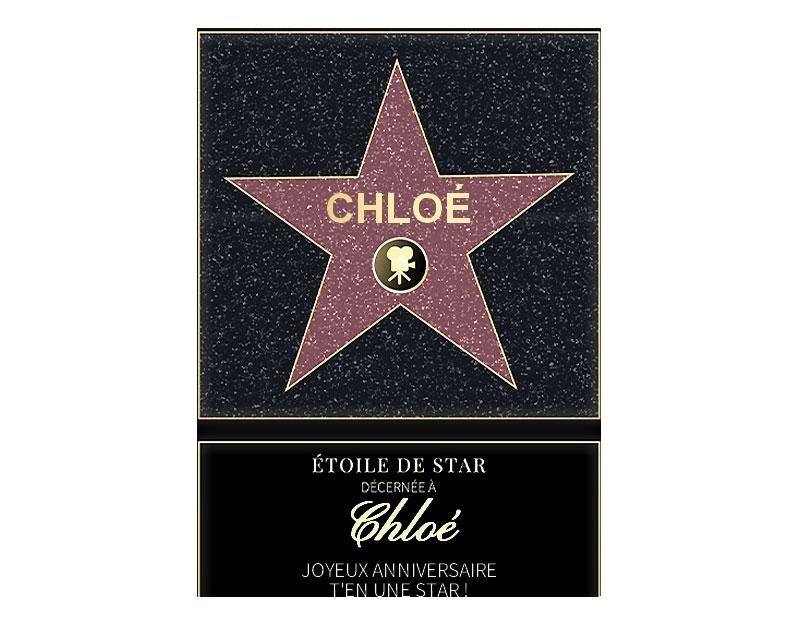 Affiche etoile de star personnalisée pour une Chloé