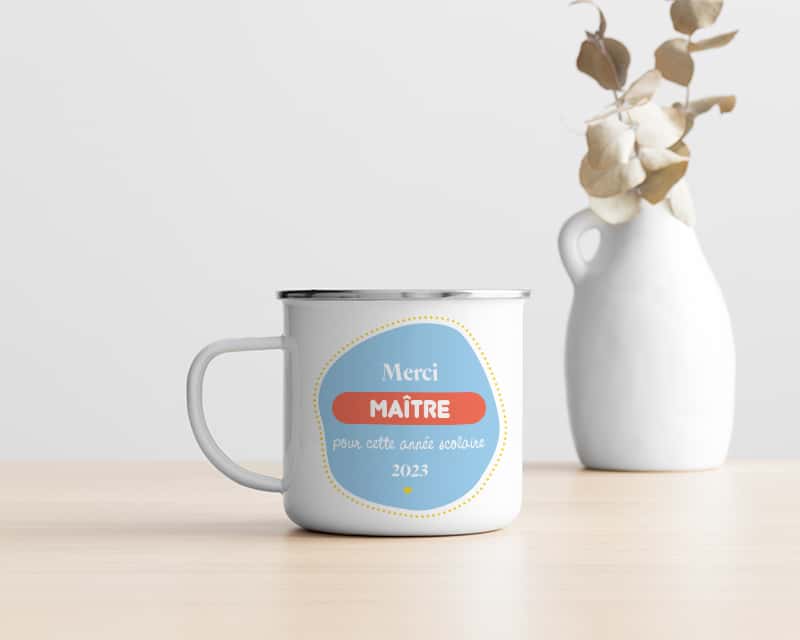 Mug émaillé personnalisé - L'Ecole est Finie