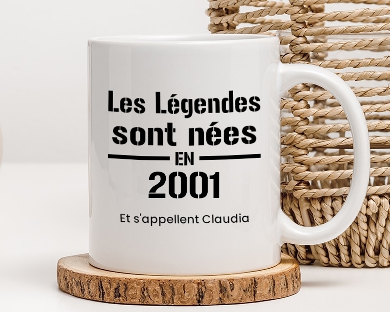 Mug personnalisé - Les Légendes sont nées en 2001