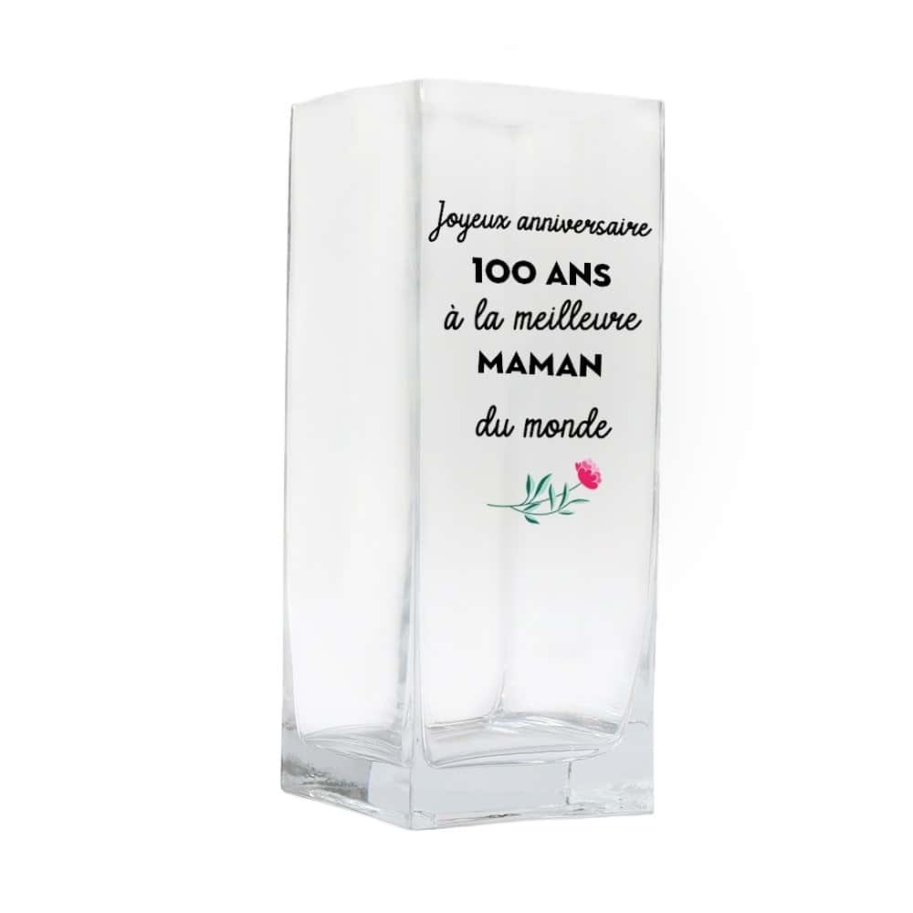 Vase cubique message maman 100 ans