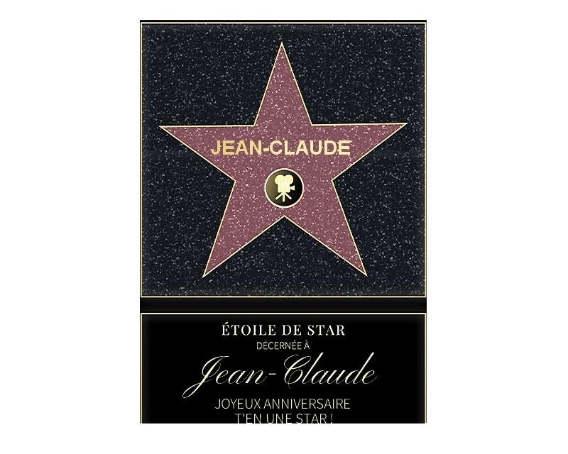 Affiche etoile de star personnalisée pour un Jean-Claude