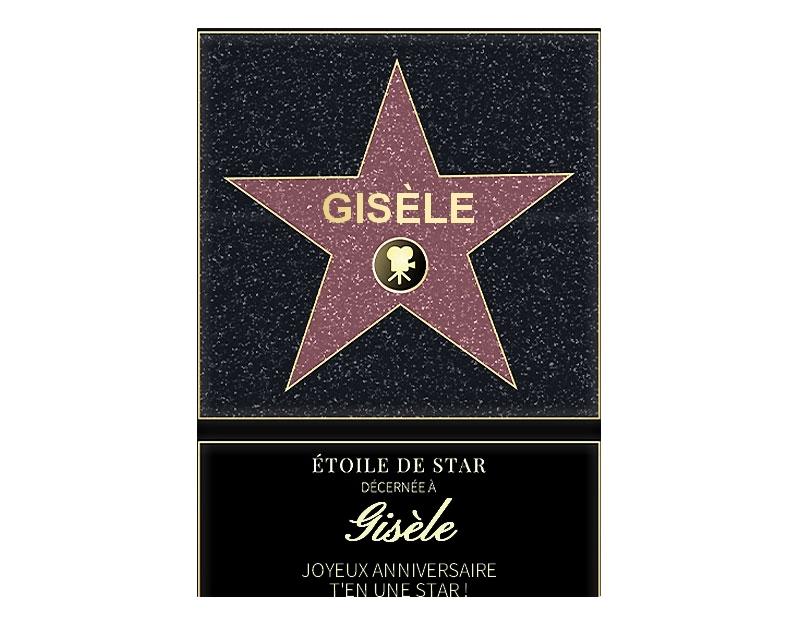 Affiche etoile de star personnalisée pour une Gisèle