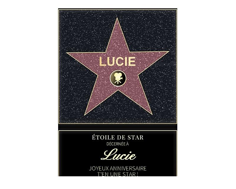 Affiche etoile de star personnalisée pour une Lucie