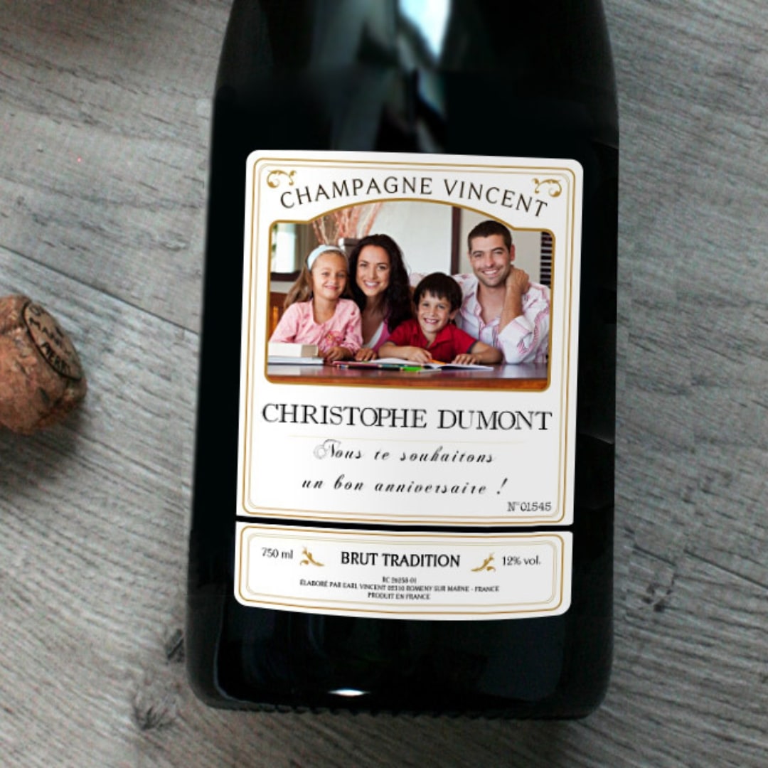 Bouteille de champagne personnalisée avec photo - Cadeaux.com