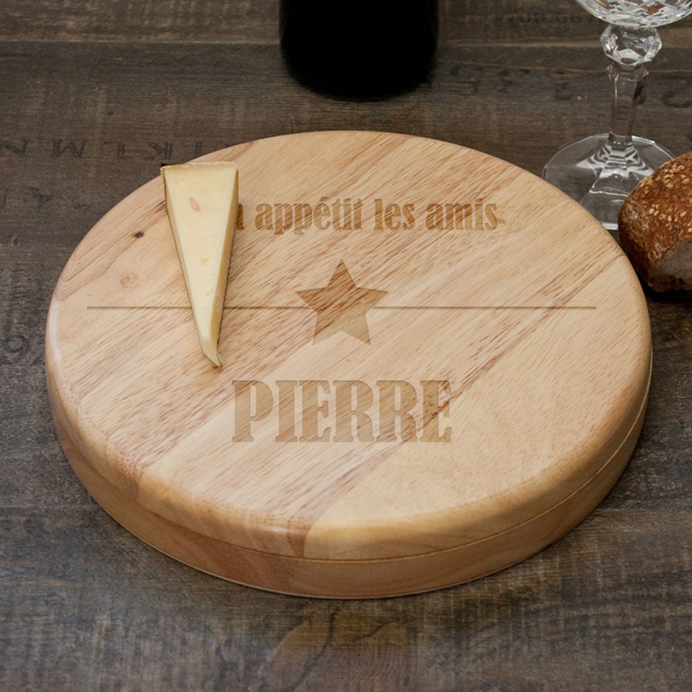 Set à fromage personnalisé en bois - Cadeaux.com