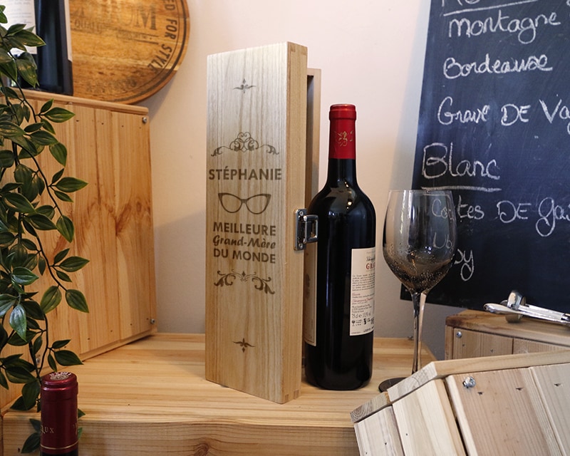 Caisse à Vin Gravée Personnalisable - Meilleure Grand-Mère