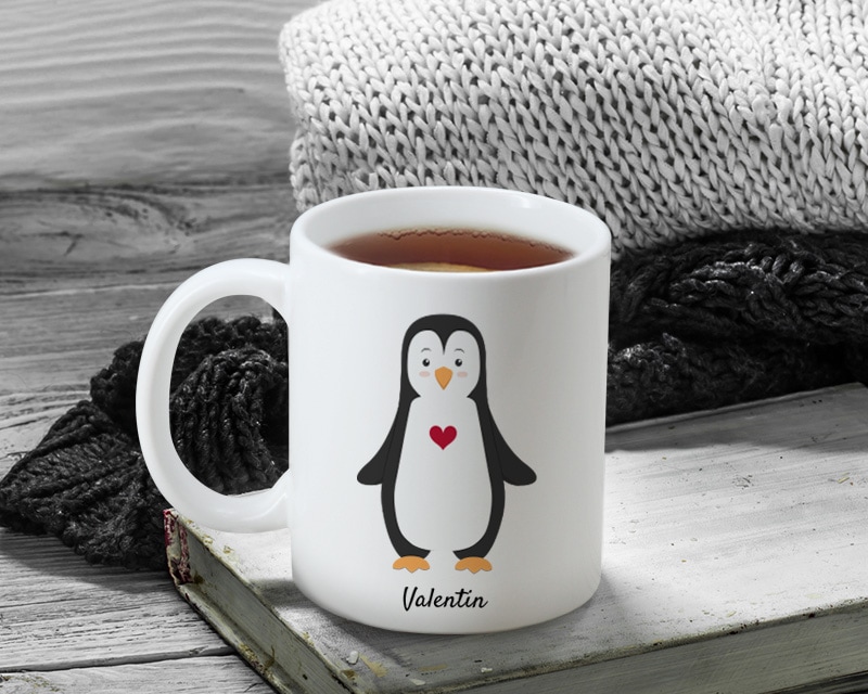 Duo de mugs personnalisés prénoms couple - Pingouins