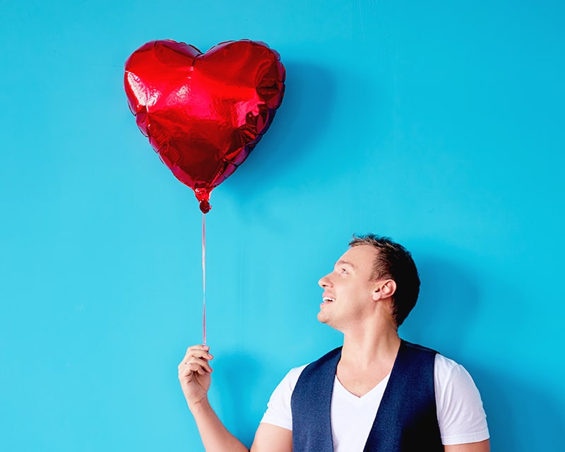 Bouteille de champagne rosé personnalisée couple - Avec ballon cœur hélium