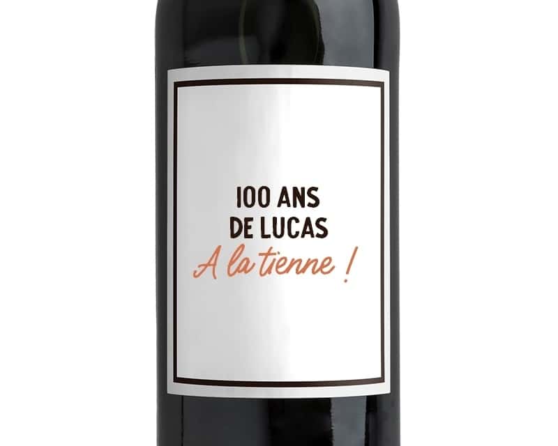 Bouteille de vin personnalisable homme 100 ans