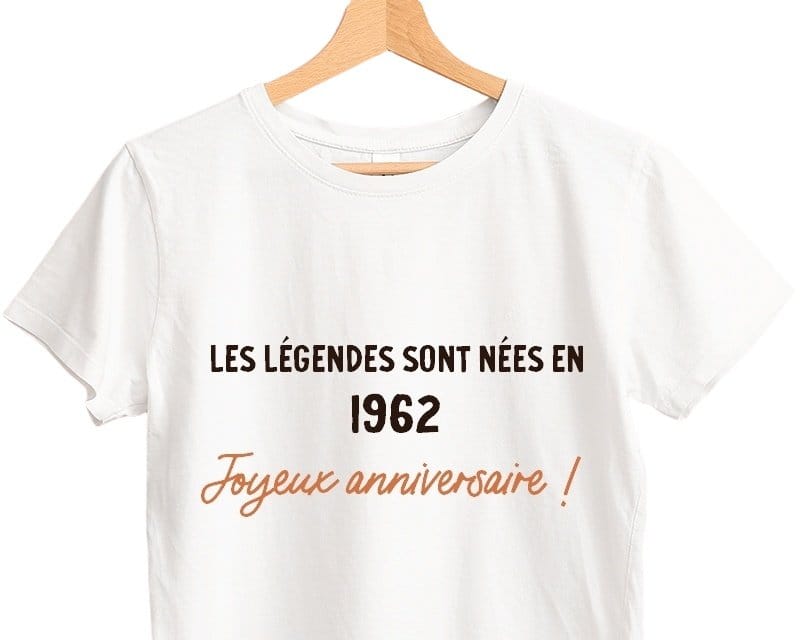 T-shirt blanc femme message générique année 1962