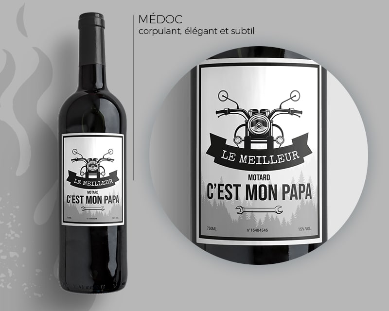 Bouteille de vin de Bordeaux personnalisée prénom - Moto