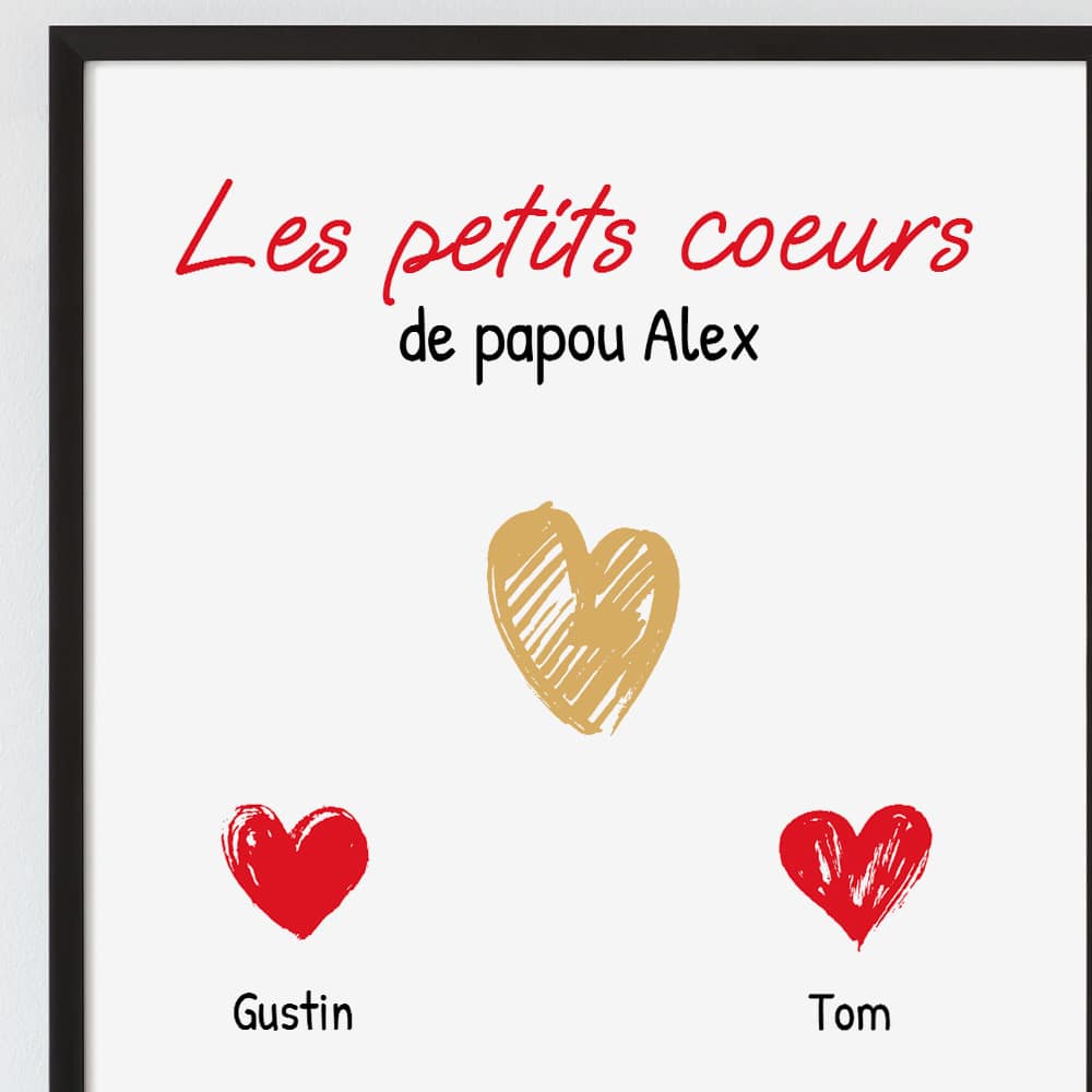 Affiche personnalisée - Papa et ses petits coeurs