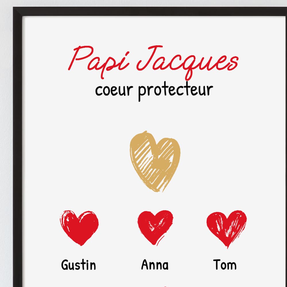 Affiche personnalisée - Papi et ses petits coeurs