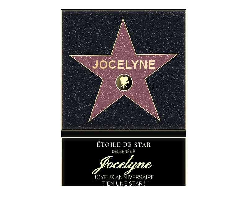 Affiche etoile de star personnalisée pour une Jocelyne