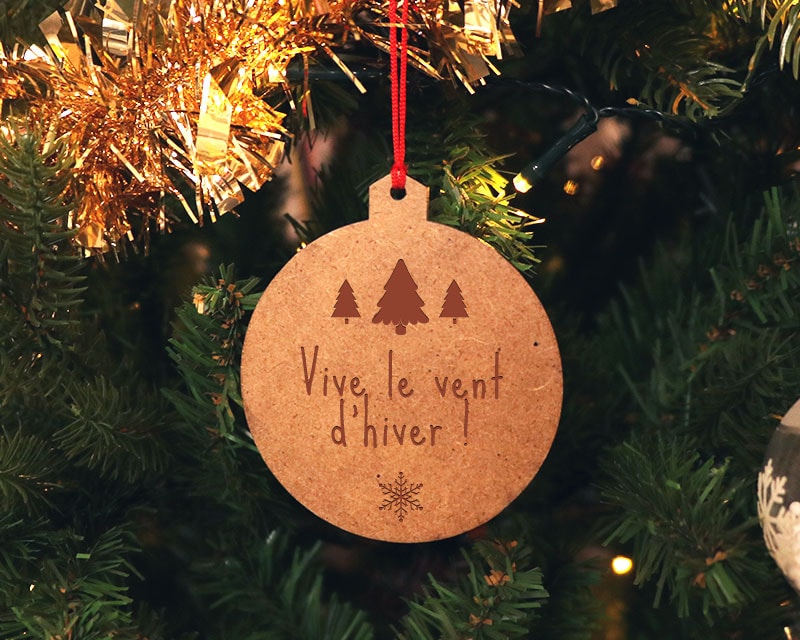 Lot de Boules de Noël personnalisées en bois - Sapin