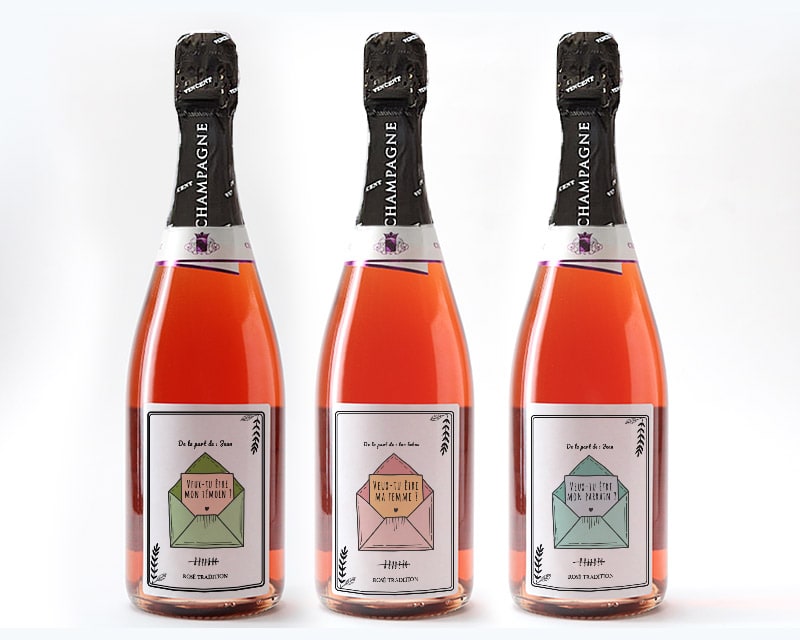 Bouteille de champagne rosé personnalisée - Veux-tu être (...) ?