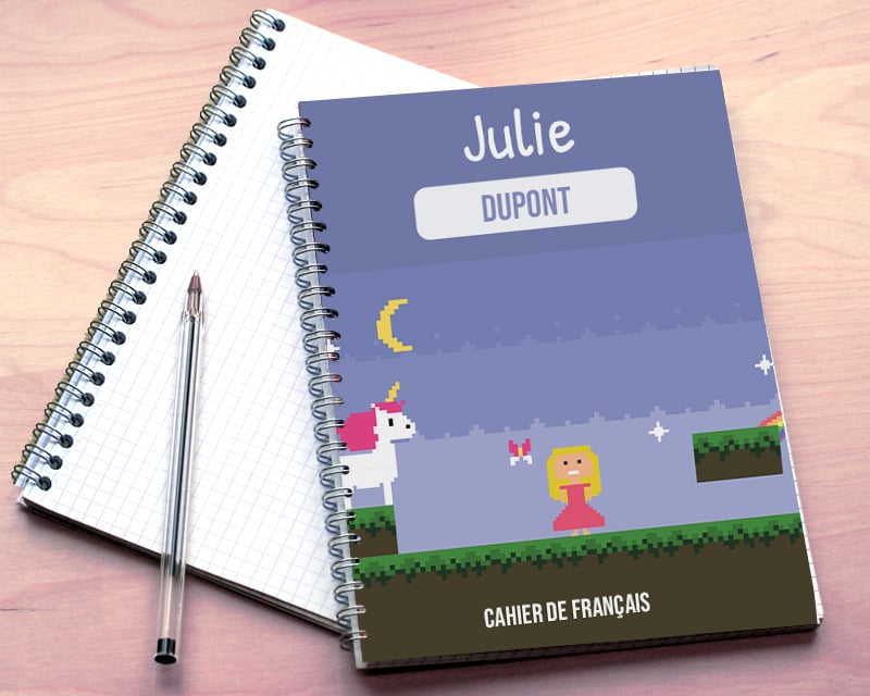 Cahier personnalisable - Jeux Vidéo Rétro - Version Fille