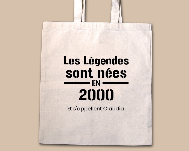 Tote bag personnalisé - Les Légendes sont nées en 2000