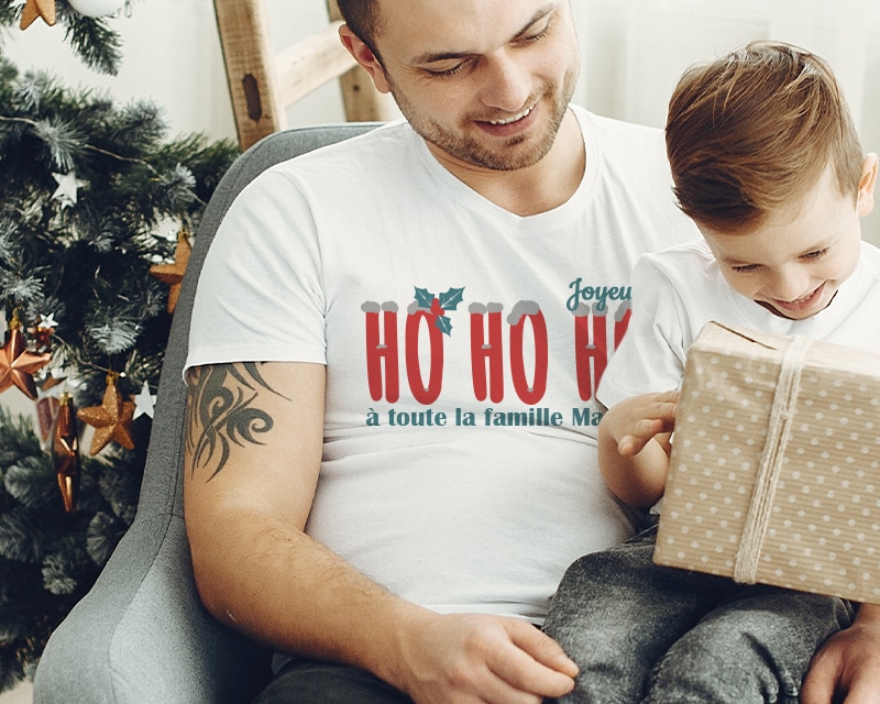 T-shirt homme personnalisé Noël - Ho Ho Ho !